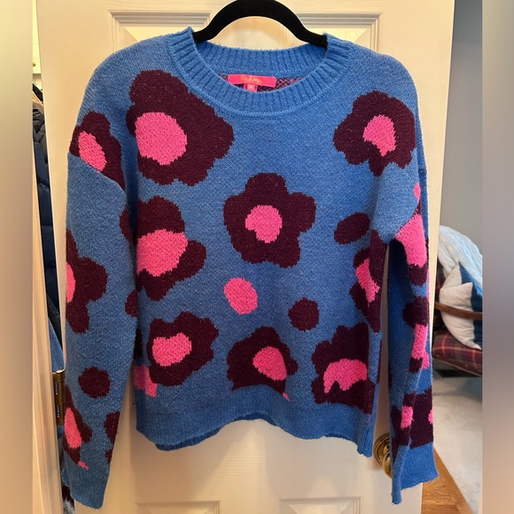 Lilly Pulitzer Sweaters - Lilly Pulitzer Blue/Pink/Maroon Ferrara Sweater. Acrylic/Nylon/Wool Blend.Size M